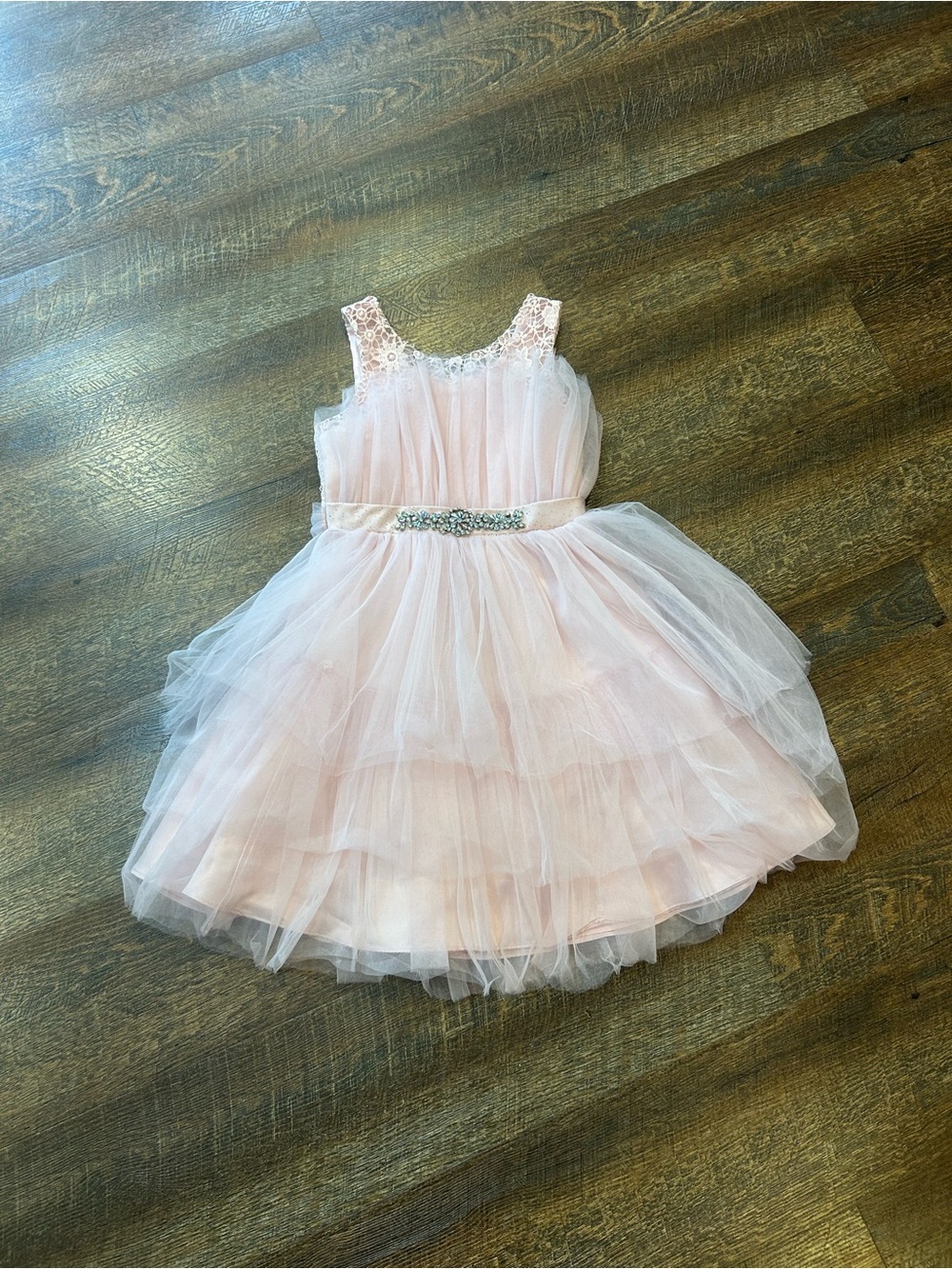 Rare Editions Blush Pink Tulle Lace Bodice Party Dress